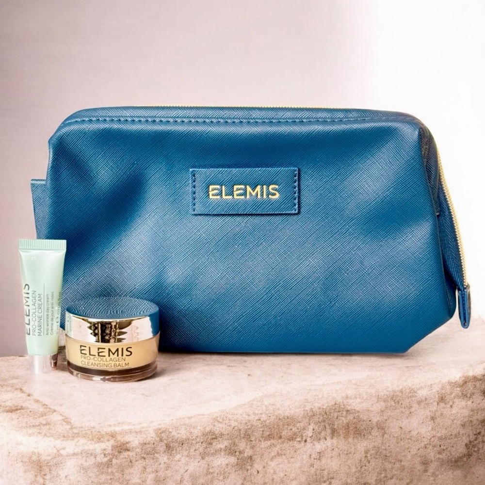 ELEMIS Pro-Collagen Marine Cream Moisturizer and Cleansing Balm Set & Makeup Bag
